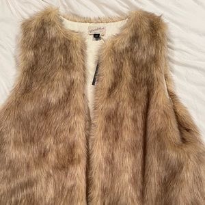 Tan faux fur vest